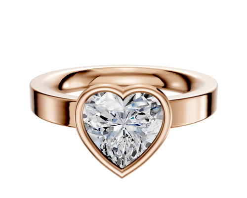 18K Rose Gold Bezel Full Bezel East/West Classic Flat 3.0mm Engagement Ring
