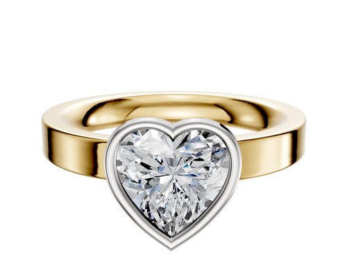 18K Two Tone Bezel Full Bezel East/West Classic Flat 3.0mm Engagement Ring