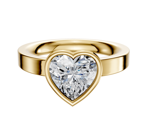 14K Yellow Gold Bezel Full Bezel East/West Classic Flat 3.0mm Engagement Ring