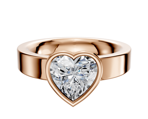 18K Rose Gold Bezel Full Bezel East/West Classic Flat 4.0mm Engagement Ring
