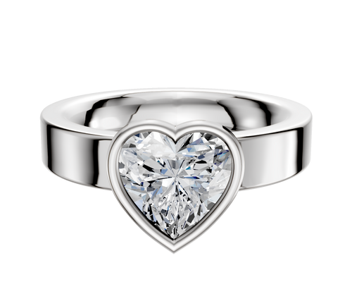 14K White Gold Bezel Full Bezel East/West Classic Flat 4.0mm Engagement Ring