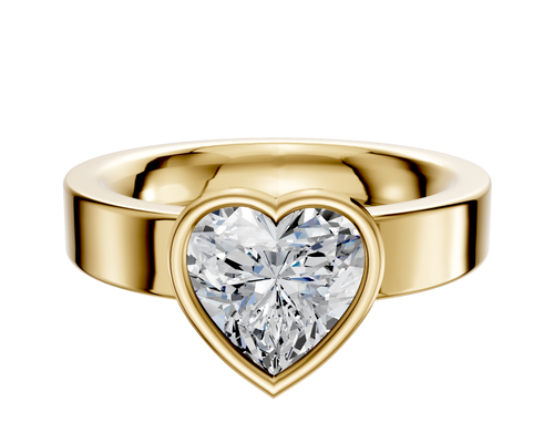 14K Yellow Gold Bezel Full Bezel East/West Classic Flat 4.0mm Engagement Ring