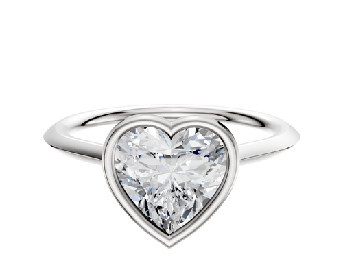 14K White Gold Bezel Full Bezel East/West Cathedral Knife Edge 1.5mm Engagement Ring
