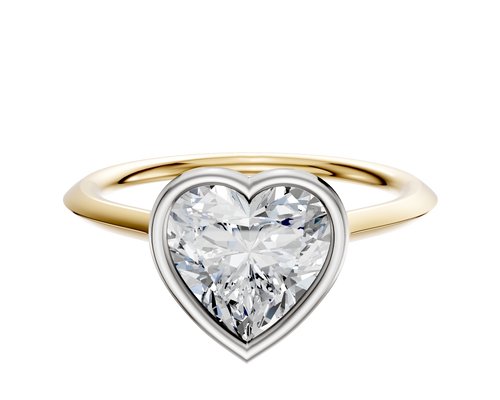 14K Two Tone Bezel Full Bezel East/West Cathedral Knife Edge 1.5mm Engagement Ring
