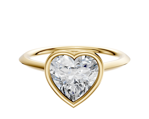 18K Yellow Gold Bezel Full Bezel East/West Cathedral Knife Edge 1.5mm Engagement Ring