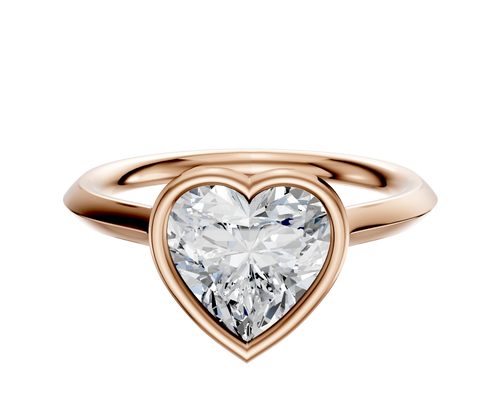 18K Rose Gold Bezel Full Bezel East/West Cathedral Knife Edge 2.0mm Engagement Ring