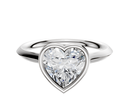 14K White Gold Bezel Full Bezel East/West Cathedral Knife Edge 2.0mm Engagement Ring