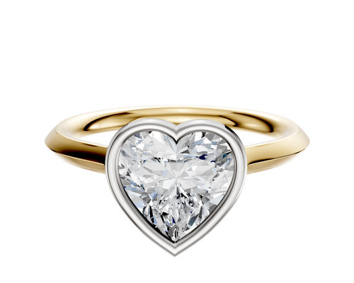 14K Two Tone Bezel Full Bezel East/West Cathedral Knife Edge 2.0mm Engagement Ring