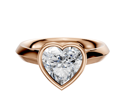 18K Rose Gold Bezel Full Bezel East/West Cathedral Knife Edge 3.0mm Engagement Ring