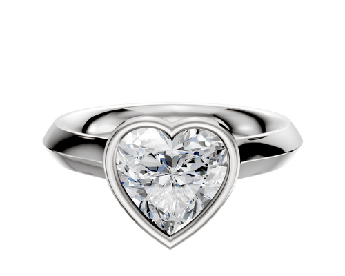 18K White Gold Bezel Full Bezel East/West Cathedral Knife Edge 3.0mm Engagement Ring