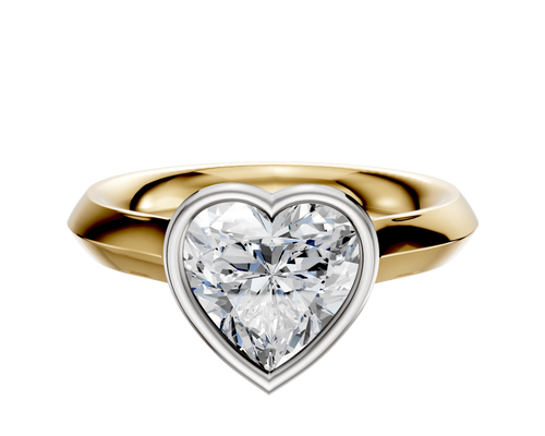 18K Two Tone Bezel Full Bezel East/West Cathedral Knife Edge 3.0mm Engagement Ring