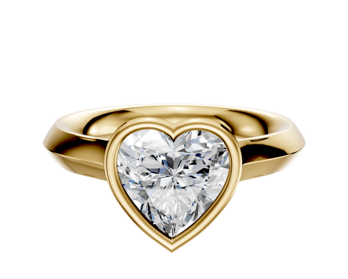 14K Yellow Gold Bezel Full Bezel East/West Cathedral Knife Edge 3.0mm Engagement Ring