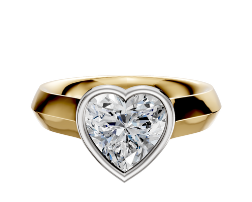 14K Two Tone Bezel Full Bezel East/West Cathedral Knife Edge 4.0mm Engagement Ring