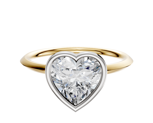 14K Two Tone Bezel Full Bezel East/West Classic Knife Edge 1.5mm Engagement Ring