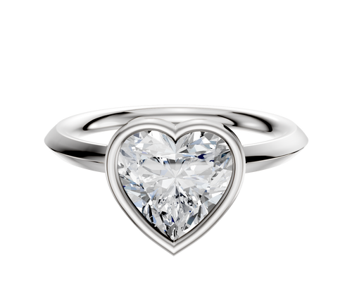 14K White Gold Bezel Full Bezel East/West Classic Knife Edge 2.0mm Engagement Ring