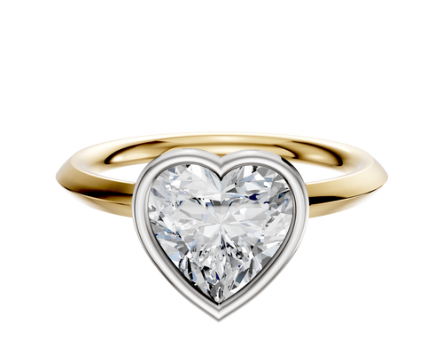 14K Two Tone Bezel Full Bezel East/West Classic Knife Edge 2.0mm Engagement Ring