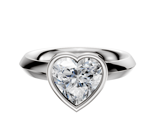 14K White Gold Bezel Full Bezel East/West Classic Knife Edge 3.0mm Engagement Ring