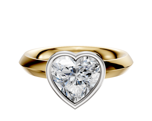 18K Two Tone Bezel Full Bezel East/West Classic Knife Edge 3.0mm Engagement Ring