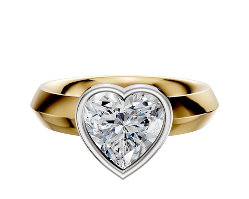 14K Two Tone Bezel Full Bezel East/West Classic Knife Edge 4.0mm Engagement Ring