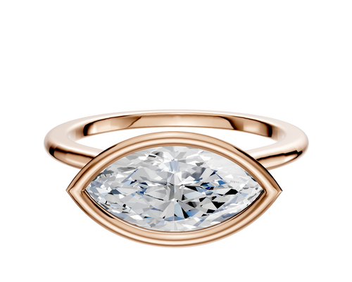 18K Rose Gold Bezel Full Bezel East/West Cathedral Dome 1.5mm Engagement Ring