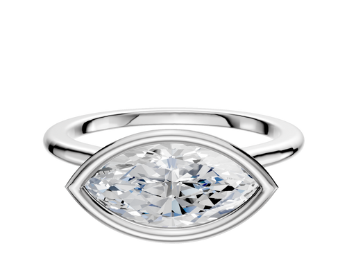 18K White Gold Bezel Full Bezel East/West Cathedral Dome 1.5mm Engagement Ring