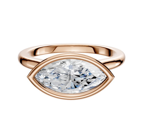 18K Rose Gold Bezel Full Bezel East/West Cathedral Dome 2.0mm Engagement Ring