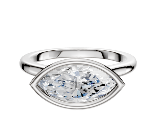 Platinum Bezel Full Bezel East/West Cathedral Dome 2.0mm Engagement Ring