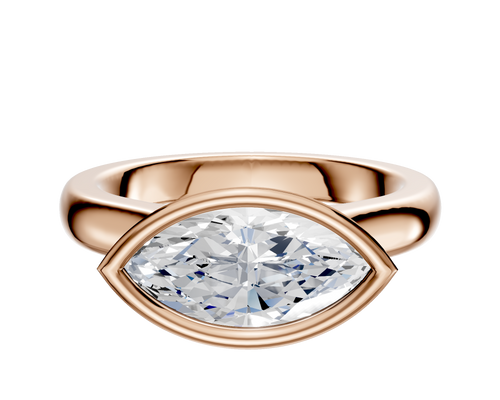 18K Rose Gold Bezel Full Bezel East/West Cathedral Dome 3.0mm Engagement Ring