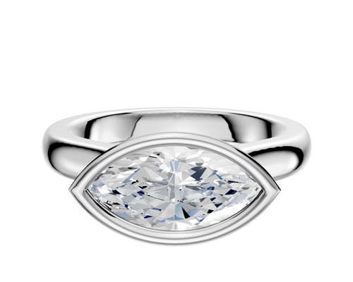 Platinum Bezel Full Bezel East/West Cathedral Dome 3.0mm Engagement Ring
