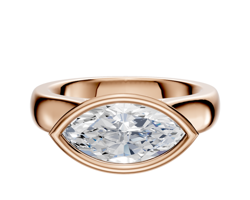 18K Rose Gold Bezel Full Bezel East/West Cathedral Dome 4.0mm Engagement Ring