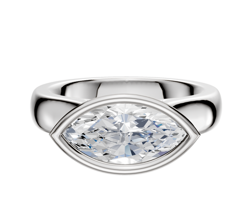 18K White Gold Bezel Full Bezel East/West Cathedral Dome 4.0mm Engagement Ring