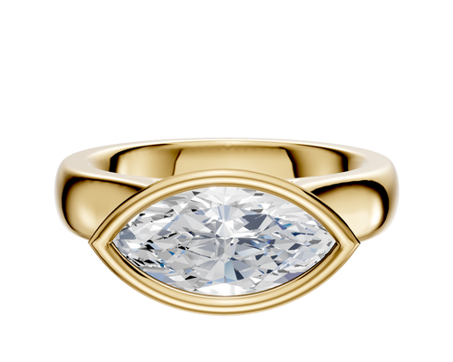 18K Yellow Gold Bezel Full Bezel East/West Cathedral Dome 4.0mm Engagement Ring