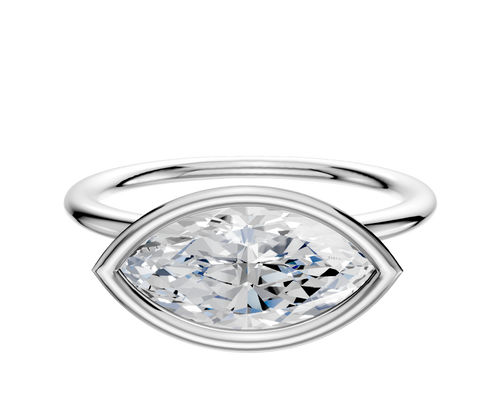 Platinum Bezel Full Bezel East/West Classic Dome 1.5mm Engagement Ring