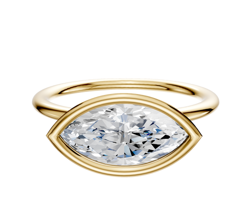 18K Yellow Gold Bezel Full Bezel East/West Classic Dome 1.5mm Engagement Ring