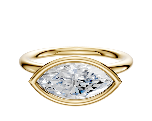14K Yellow Gold Bezel Full Bezel East/West Classic Dome 2.0mm Engagement Ring
