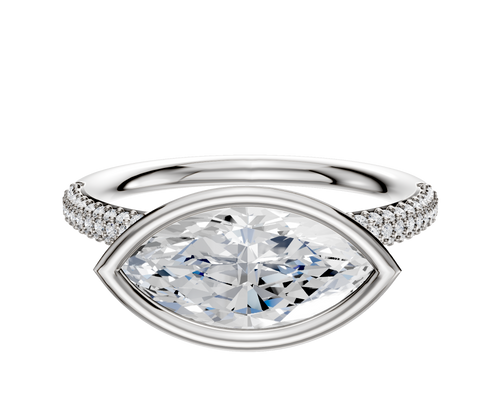 Platinum Bezel Full Bezel East/West Classic Dome 3-Row-Pave 2.0mm Engagement Ring