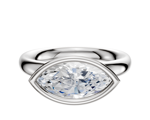 18K White Gold Bezel Full Bezel East/West Classic Dome 3.0mm Engagement Ring