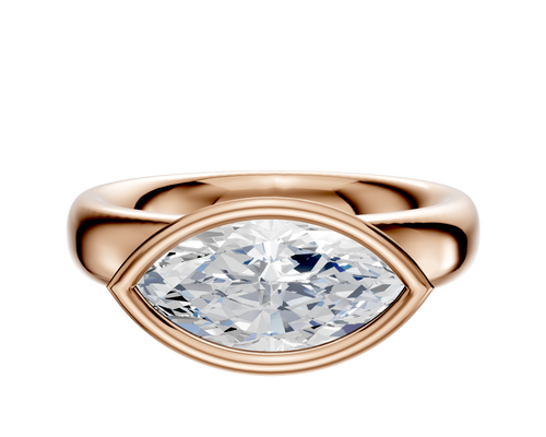 18K Rose Gold Bezel Full Bezel East/West Classic Dome 4.0mm Engagement Ring