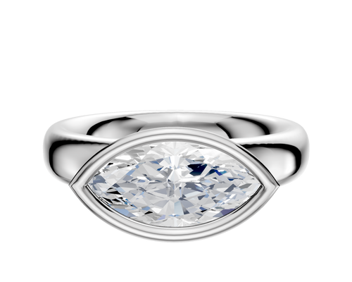 18K White Gold Bezel Full Bezel East/West Classic Dome 4.0mm Engagement Ring