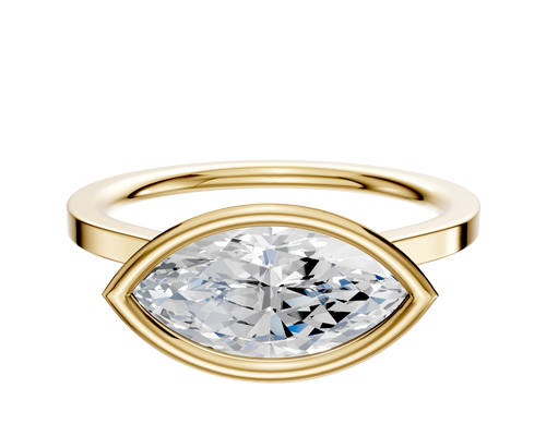 18K Yellow Gold Bezel Full Bezel East/West Cathedral Flat 1.5mm Engagement Ring