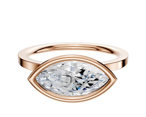 18K Rose Gold Bezel Full Bezel East/West Classic Flat 1.5mm Engagement Ring