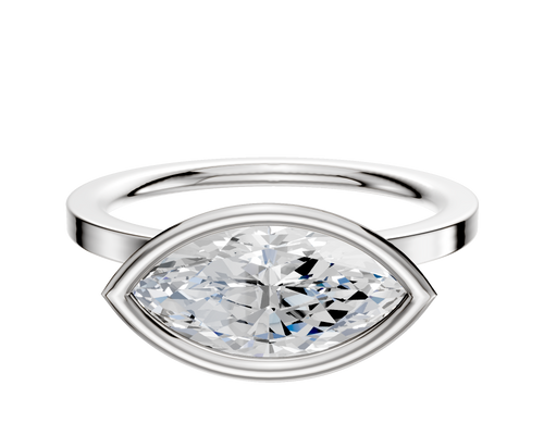 14K White Gold Bezel Full Bezel East/West Classic Flat 1.5mm Engagement Ring