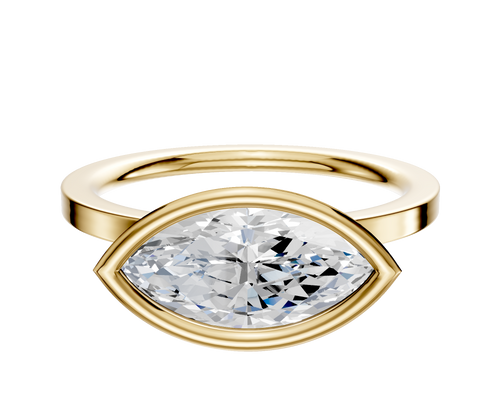 18K Yellow Gold Bezel Full Bezel East/West Classic Flat 1.5mm Engagement Ring