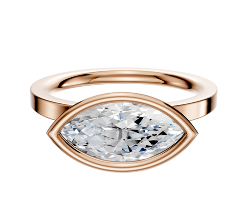 18K Rose Gold Bezel Full Bezel East/West Classic Flat 2.0mm Engagement Ring