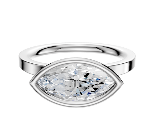 18K White Gold Bezel Full Bezel East/West Classic Flat 2.0mm Engagement Ring