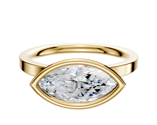 18K Yellow Gold Bezel Full Bezel East/West Classic Flat 2.0mm Engagement Ring