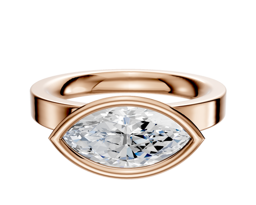 14K Rose Gold Bezel Full Bezel East/West Classic Flat 3.0mm Engagement Ring