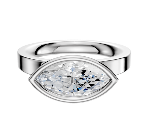 Platinum Bezel Full Bezel East/West Classic Flat 3.0mm Engagement Ring