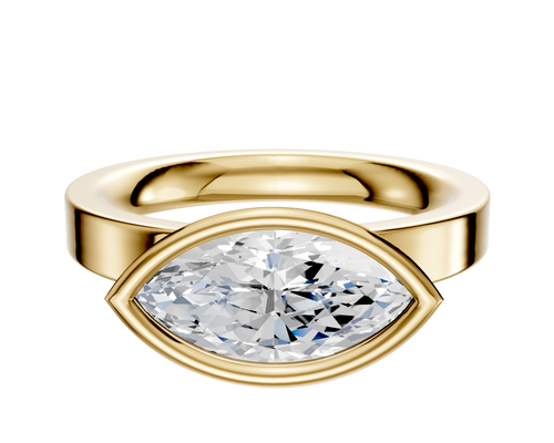 14K Yellow Gold Bezel Full Bezel East/West Classic Flat 3.0mm Engagement Ring
