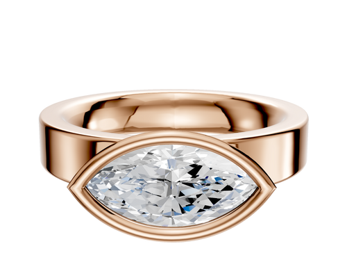 18K Rose Gold Bezel Full Bezel East/West Classic Flat 4.0mm Engagement Ring